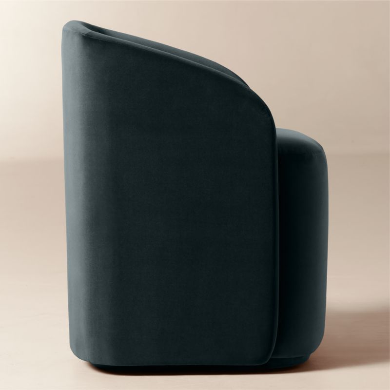 Wesler Teal Velvet Dining Chair with Casters - image 3 of 8