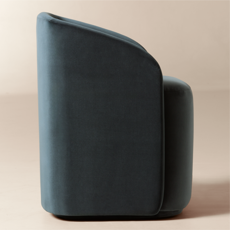 Wesler Teal Velvet Dining Chair with Casters - image 3 of 7