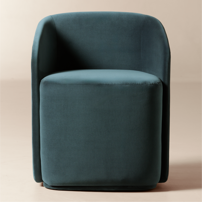 Wesler Teal Velvet Dining Chair with Casters - image 0 of 7