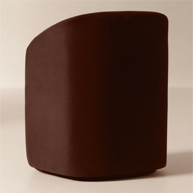 Wesler Chocolate Brown Velvet Dining Chair with Casters - image 4 of 10