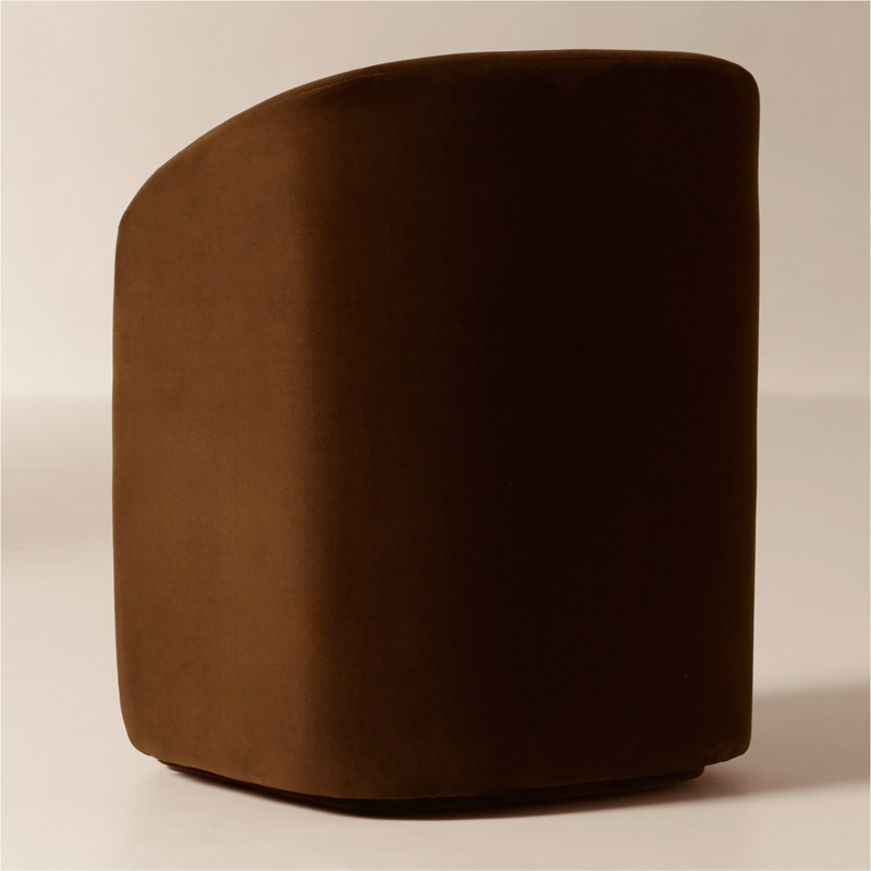 Wesler Chocolate Brown Velvet Dining Chair with Casters - image 4 of 9