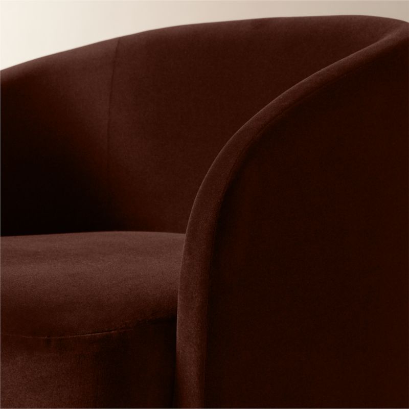 Wesler Chocolate Brown Velvet Dining Chair with Casters - image 5 of 10