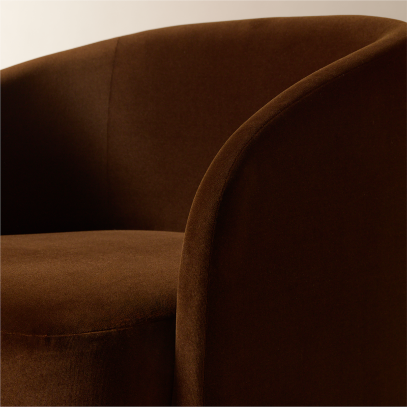 Wesler Chocolate Brown Velvet Dining Chair with Casters - image 5 of 9