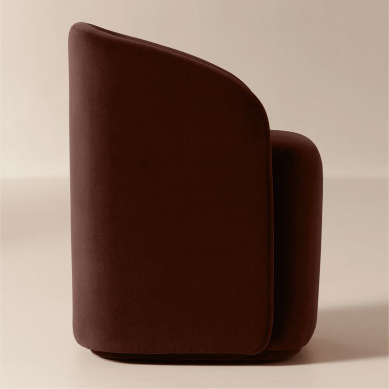 Wesler Chocolate Brown Velvet Dining Chair with Casters - image 3 of 10