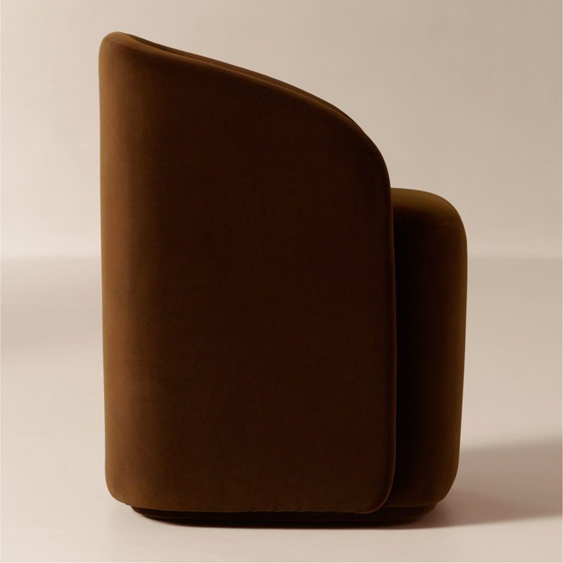 Wesler Chocolate Brown Velvet Dining Chair with Casters - image 3 of 9