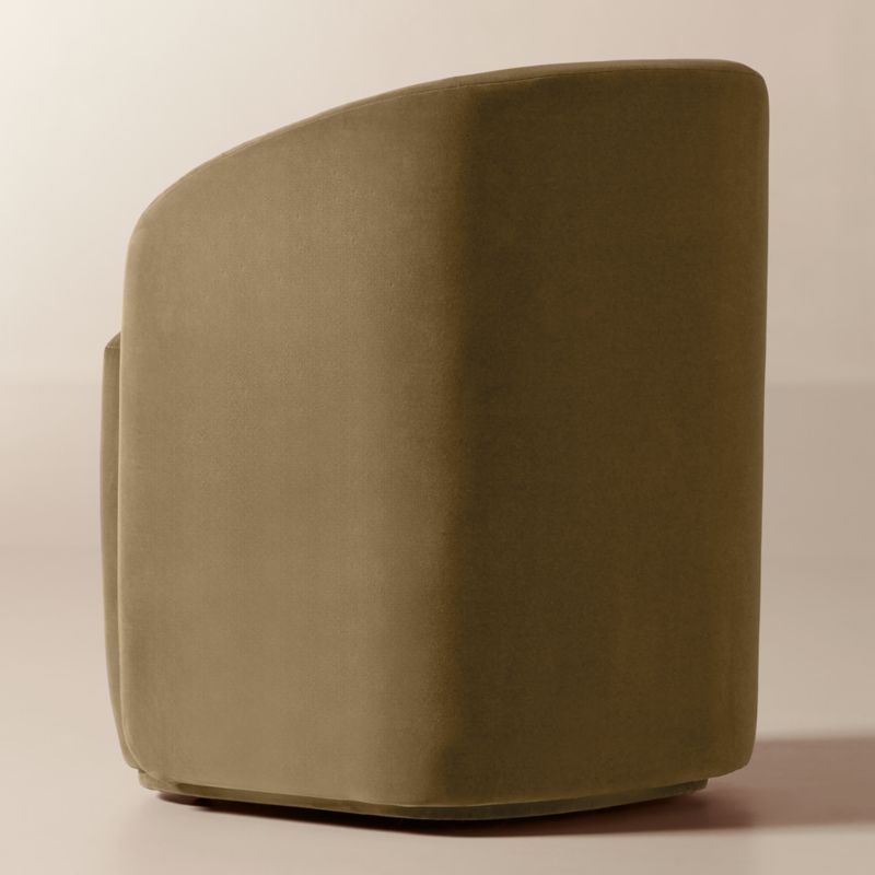 Wesler Olive Green Velvet Dining Chair with Casters - image 4 of 8