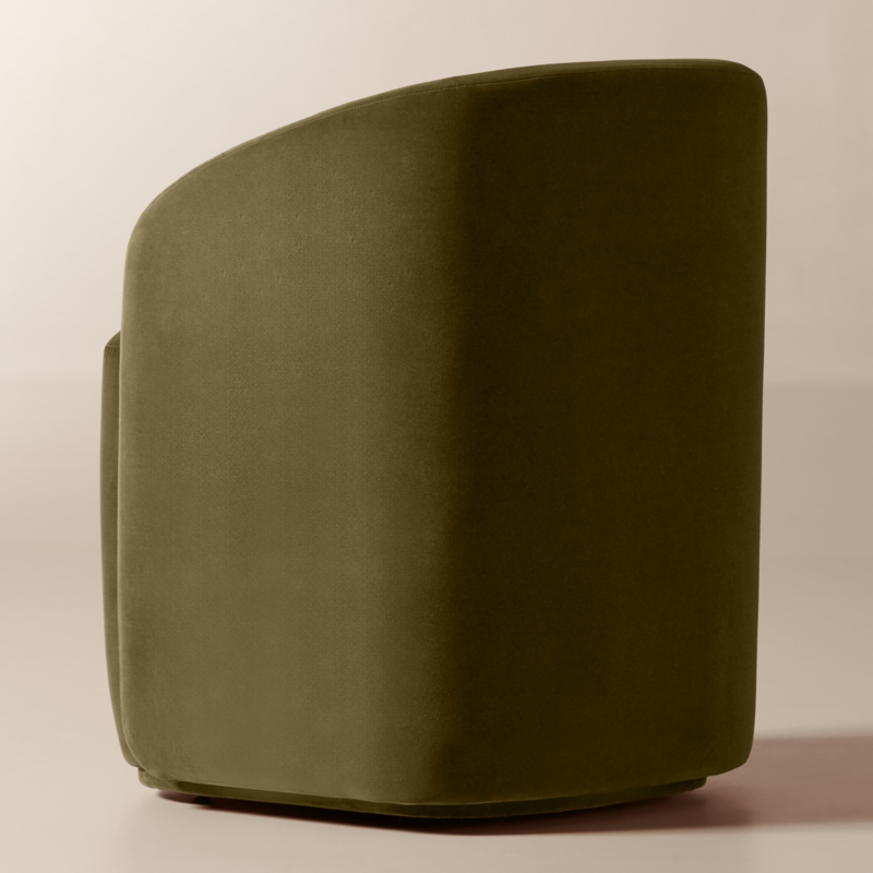 Wesler Olive Green Velvet Dining Chair with Casters - image 4 of 7