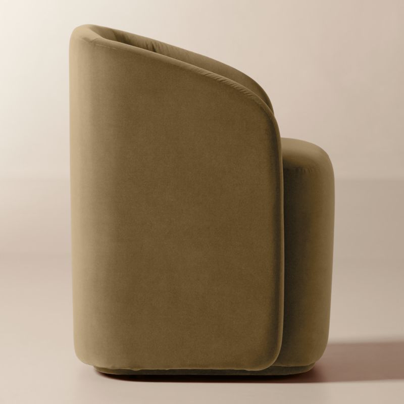 Wesler Olive Green Velvet Dining Chair with Casters - image 3 of 8
