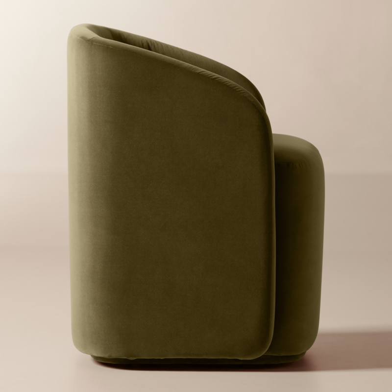Wesler Olive Green Velvet Dining Chair with Casters - image 3 of 7