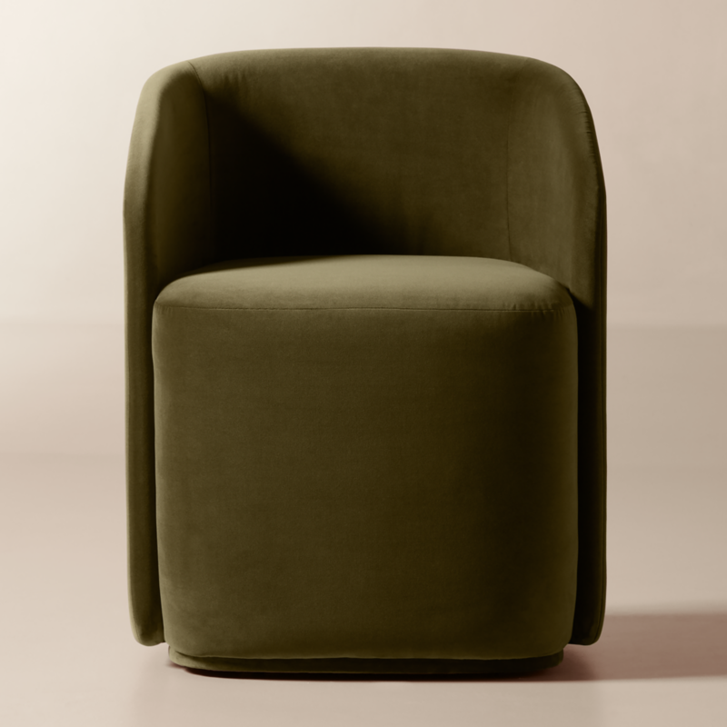 Wesler Olive Green Velvet Dining Chair with Casters - image 0 of 7