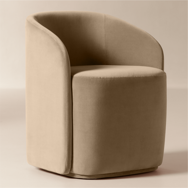 Wesler Sand Velvet Dining Chair with Casters - image 2 of 8