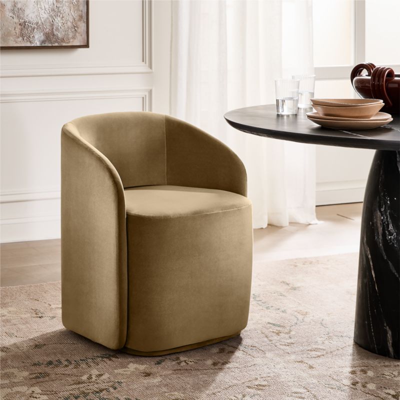 Wesler Oyster Velvet Dining Chair with Casters - image 1 of 8