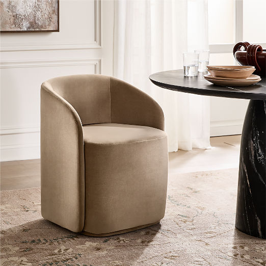 Wesler Oyster Velvet Dining Chair with Casters Set of 4