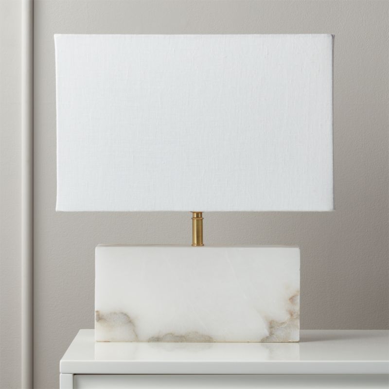 White Alabaster Rectangle Table Lamp + 