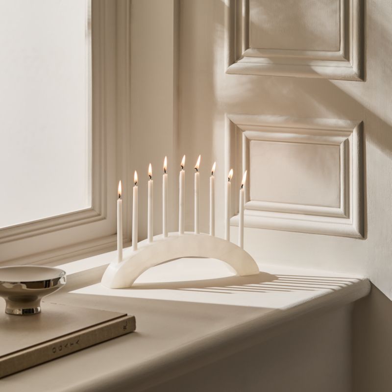 White Alabaster Hanukkah Menorah - image 1 of 5