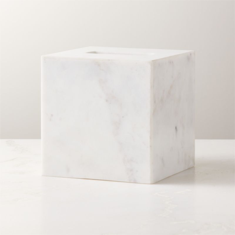 View Nexus White Marble Tissue Box Cover details