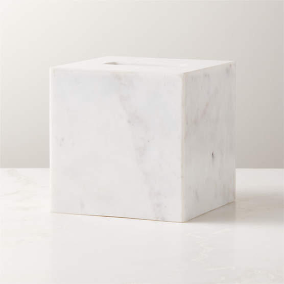 Nexus White Marble Tissue Box Cover