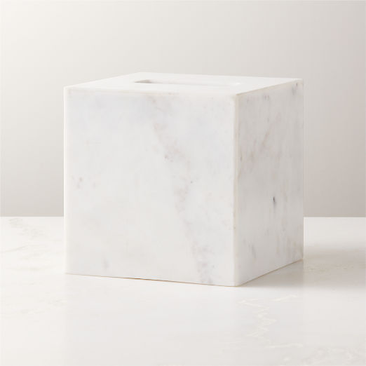 Nexus White Marble Tissue Box Cover