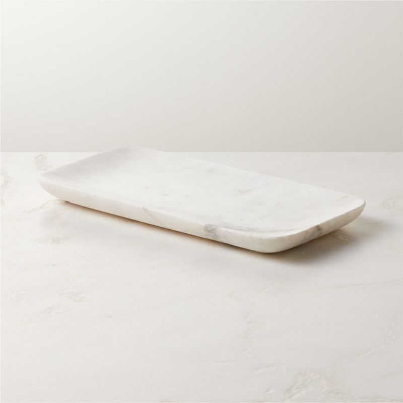 CB2 - March Catalog 2021 - Nexus White Marble Bath Caddy