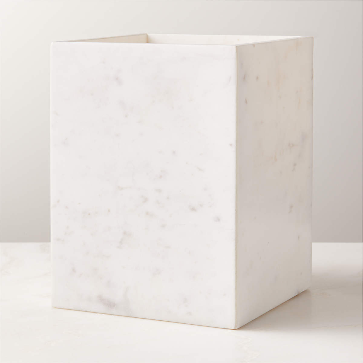 Nexus White Marble Wastebasket + Reviews | CB2