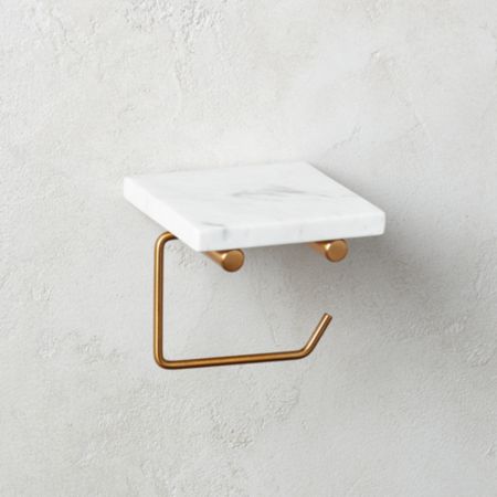 White Marble Wall Mounted Toilet Paper Holder With Shelf Reviews Cb2 Canada