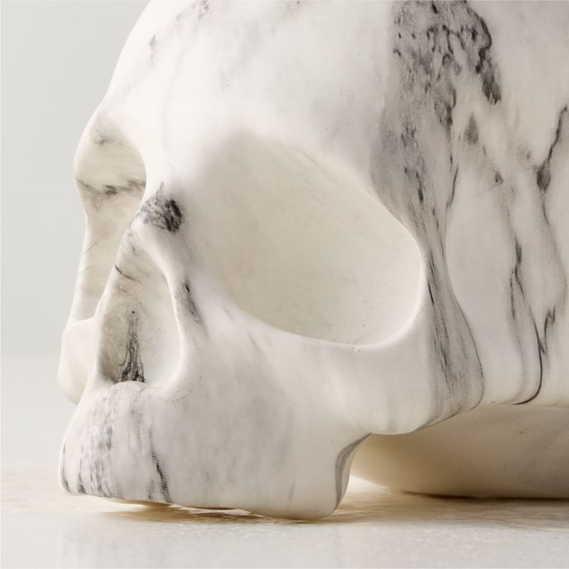 Halloween White Marbled Cement Decorative Skull 3" - image 2 of 3