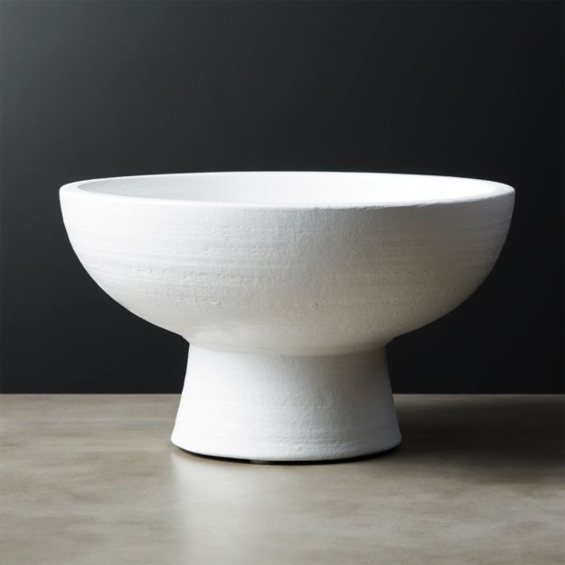 bowl pedestal ceramic decorative modern centerpiece cb2 bowls horn trek sculptured elm