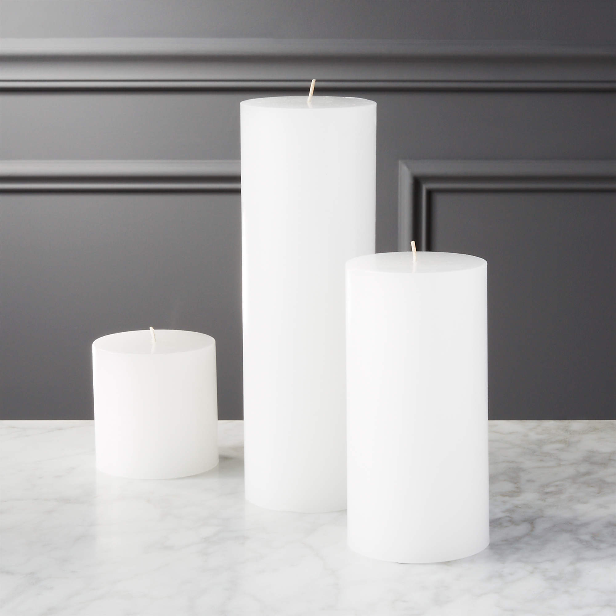 White Modern Pillar Candles CB2