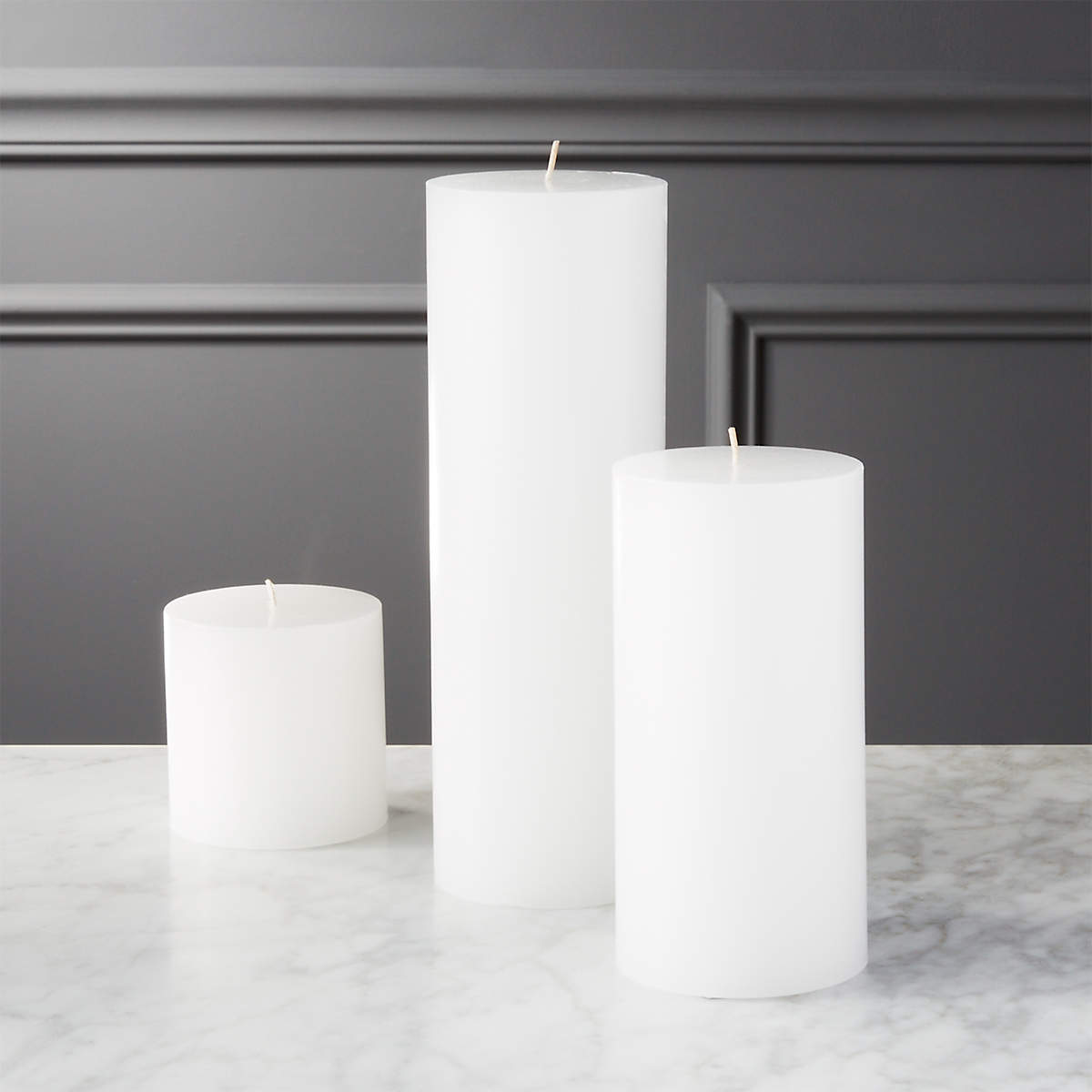 White Modern Pillar Candles CB2