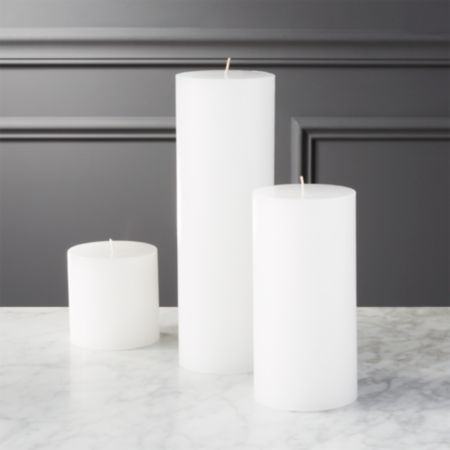 White Pillar Candles Cb2