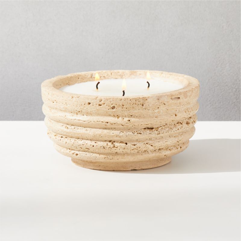 Beige Travertine Citronella Candle - image 1 of 3