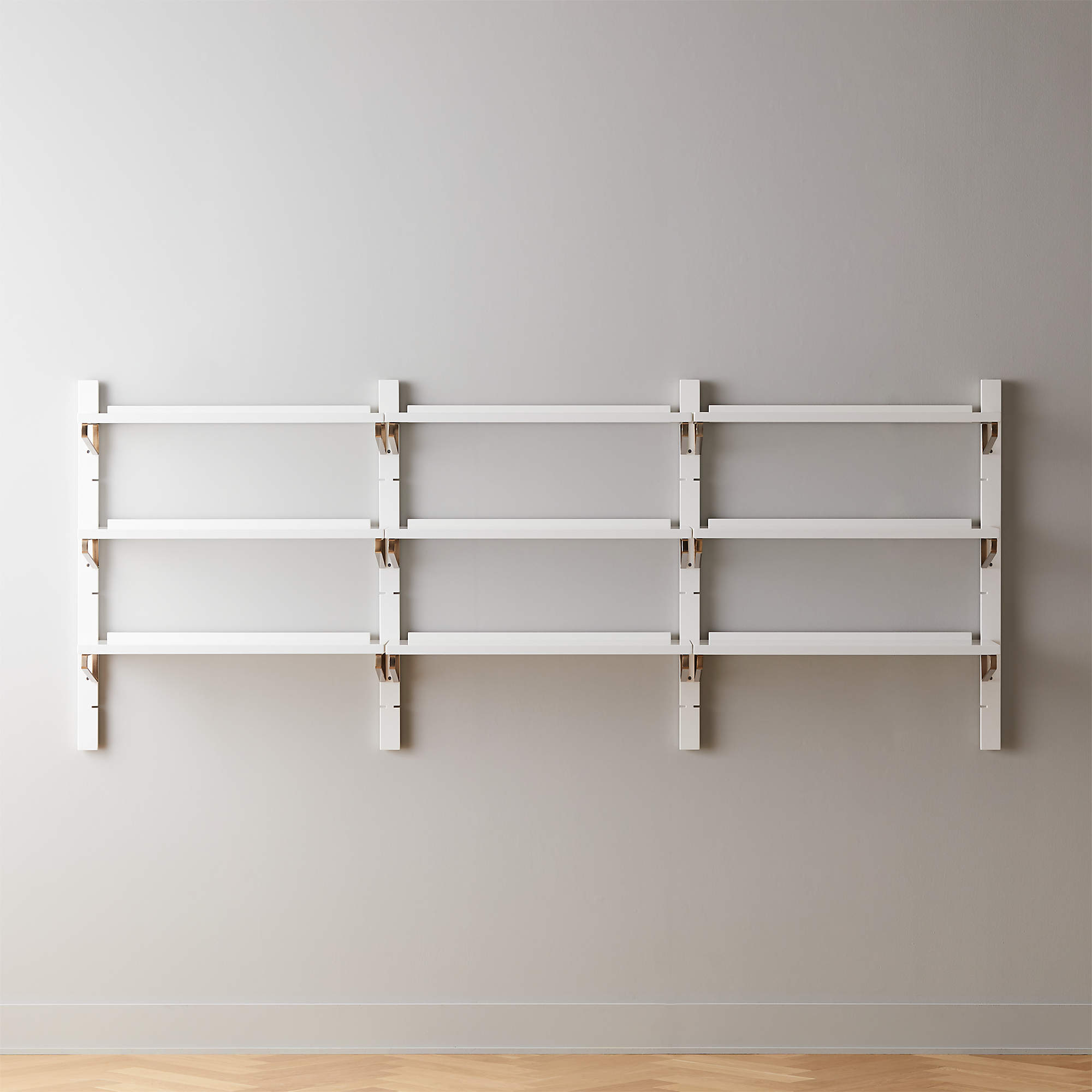 White High-Gloss Triple Modular Wall Shelf 39.5