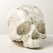 White Marbled Cement Indoor/Outdoor Decorative Skull