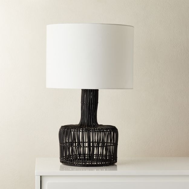 table lamp wicker lamps cb2 shade accent