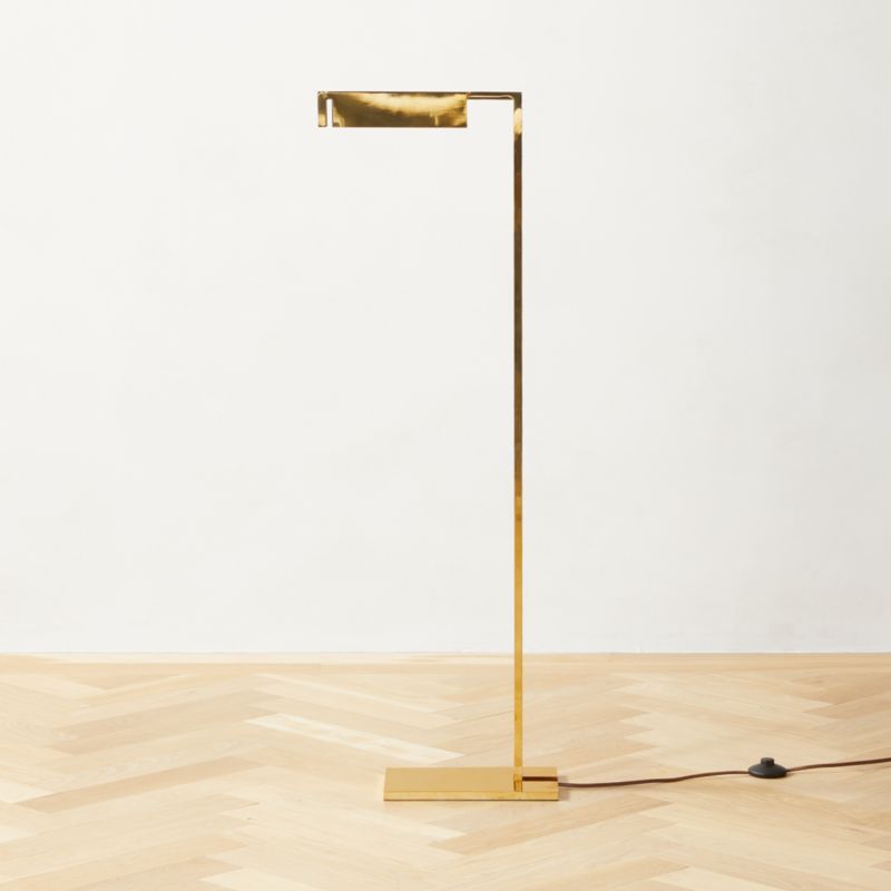 Wilde Polished Brass Task Modern Floor Lamp + Reviews