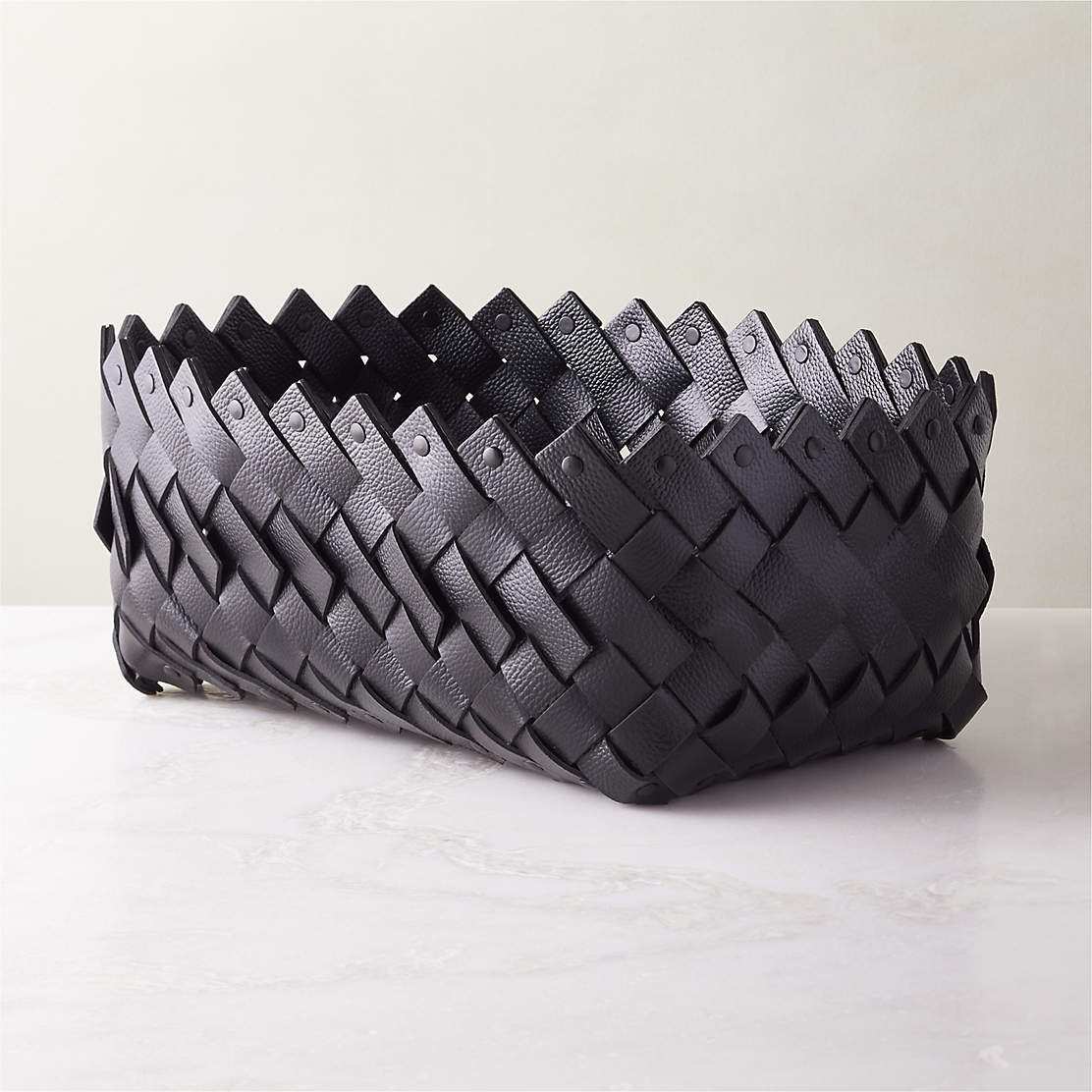 Lyn Woven Black Storage Basket + Reviews CB2