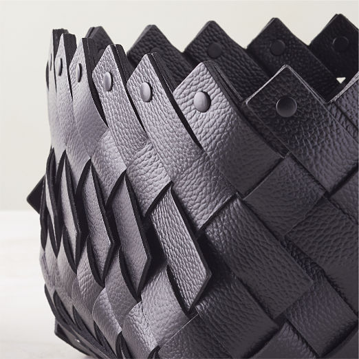 Willa Black Woven Leather Baskets