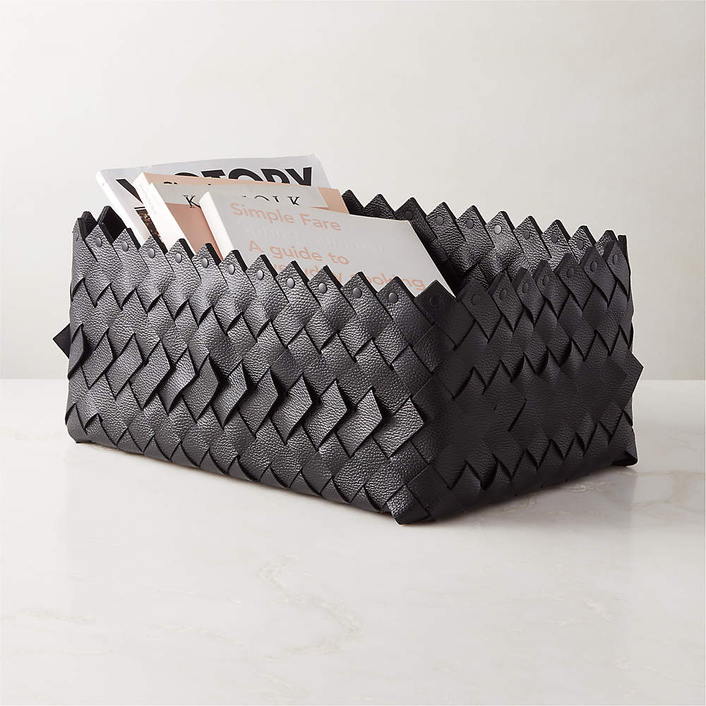 Woven Leather Basket