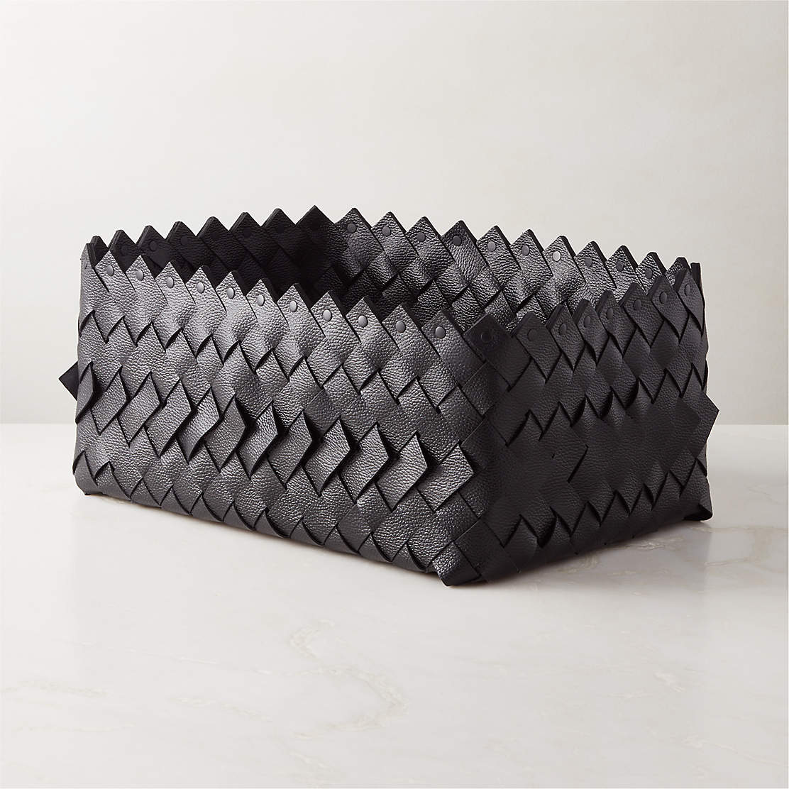 Lyn Woven Black Storage Basket + Reviews CB2