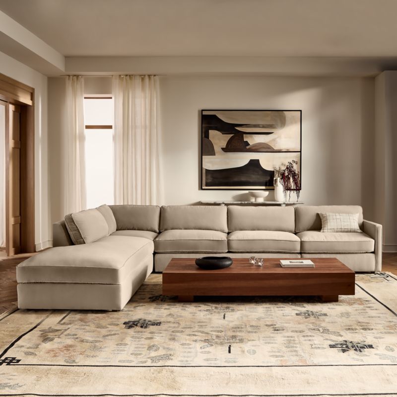 Winona 5-Piece L-Shaped Large Taupe Performance Velvet Sectional Sofa - image 2 of 9