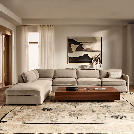 Winona 4-Piece Taupe Performance Velvet Sectional Sofa with Right-Arm Bumper