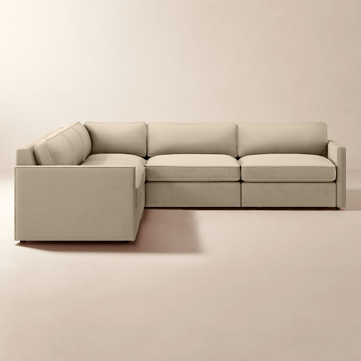 Winona 5-Piece L-Shaped Small Taupe Performance Velvet Sectional Sofa