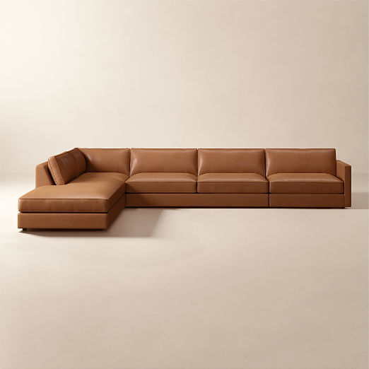 Winona 4-Piece Leather Sectional Sofa with Left-Arm Bumper