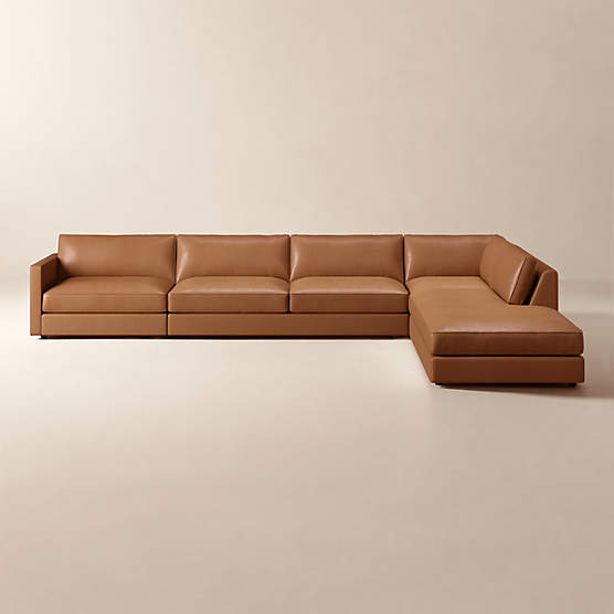 Winona 4-Piece Leather Sectional Sofa with Right-Arm Bumper
