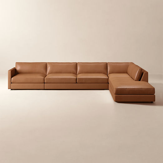 Winona 4-Piece Leather Sectional Sofa with Right-Arm Bumper