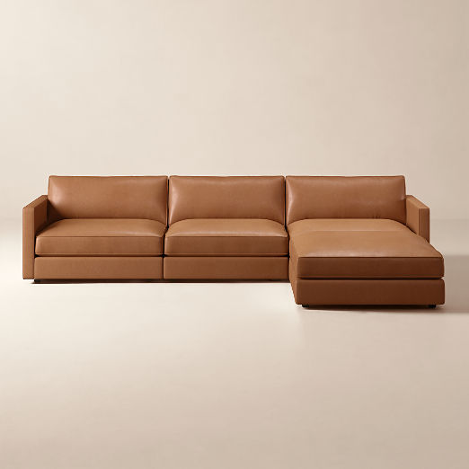 Winona 4-Piece Leather Sectional Sofa with Ottoman