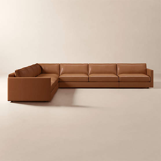 Winona 5-Piece L-Shaped Large Leather Sectional Sofa