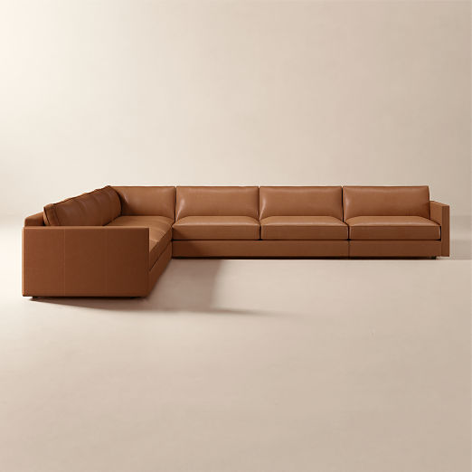 Winona 5-Piece L-Shaped Large Leather Sectional Sofa