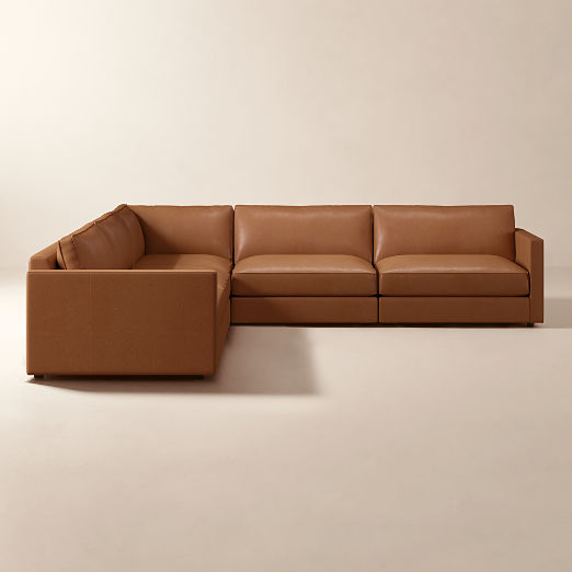 Winona 5-Piece L-Shaped Small Leather Sectional Sofa