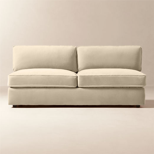 Winona Taupe Performance Velvet Armless Loveseat